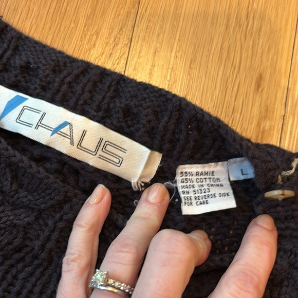 Vintage Chaus Sweater Chunky Cottagecore Fair Isle Embroidered Size Large - Picture 7 of 8